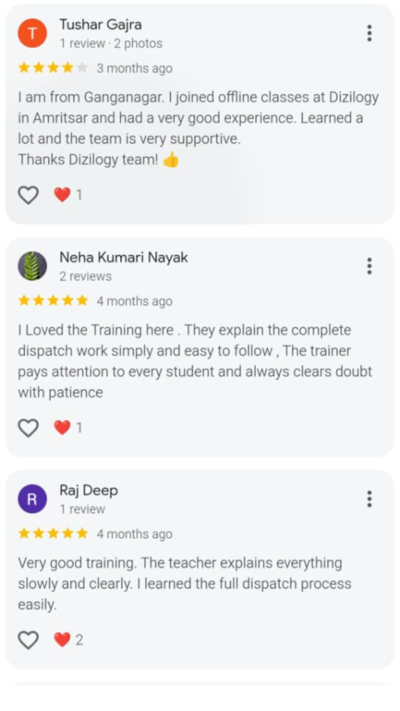 Dizilogy Student Google Reviews